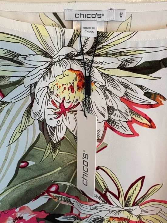 NWT Chicoâs Statement Poncho Primordial Forest Print Lightweight Resort Wear - Picture 7 of 8